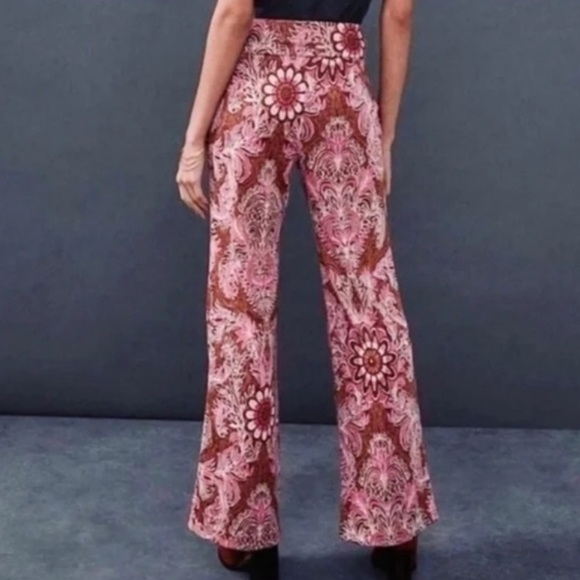 Maeve By Anthropologie Maria Jacquard Paisley Rose Flare Pants - Picture 3 of 9